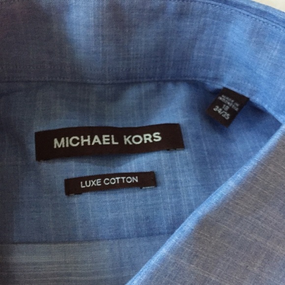 Michael‎ Kors Men’s Blue Luxe Cotton Shirt - Picture 2 of 4